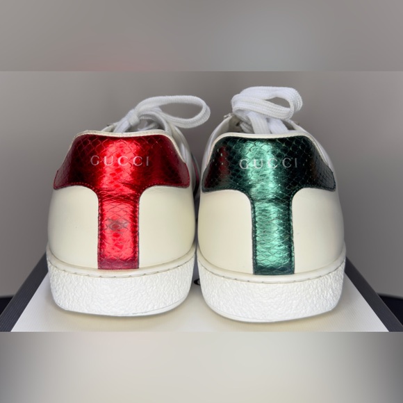 Gucci Men’s Ace White Leather Bee Embroidered Sneakers - Picture 5 of 11